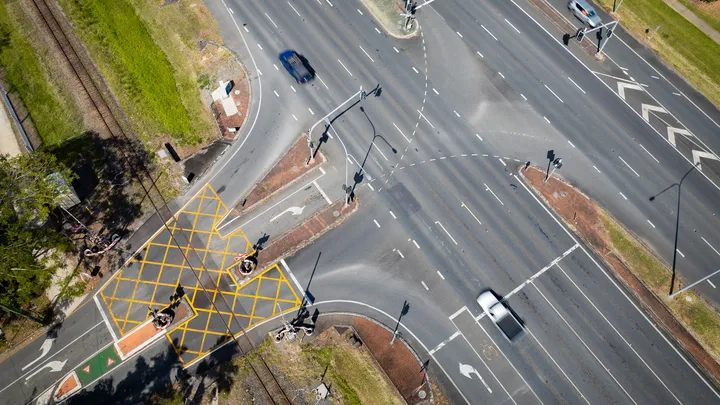 Aerial view of a large australian intersection