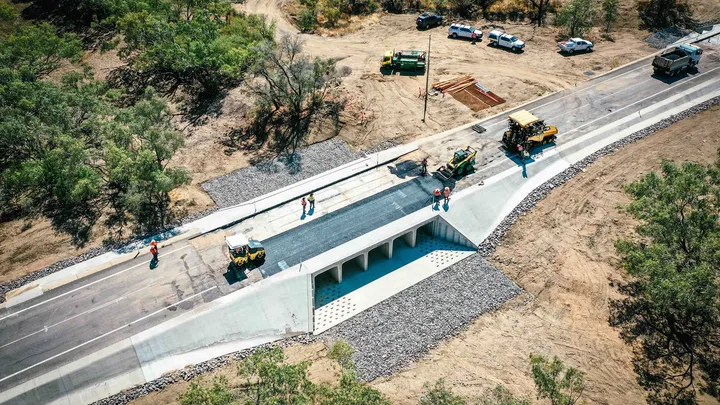 Durack Civil team and machinery on a regional infrastructure project